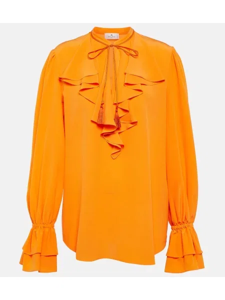 Bluză Etro de mătase portocaliu