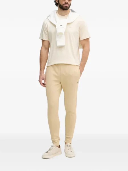 Pantaloni Lacoste alergare cu autograf galben