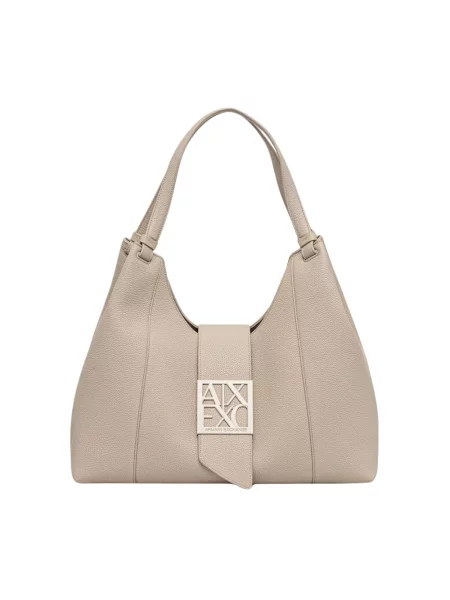 Armani Exchange torebka z imitacji skóry beżowa