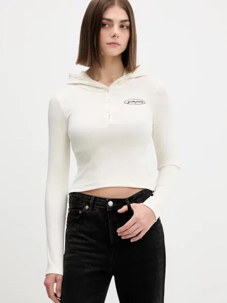 Блуза с дълги ръкави Guess Jeans дамска бежово