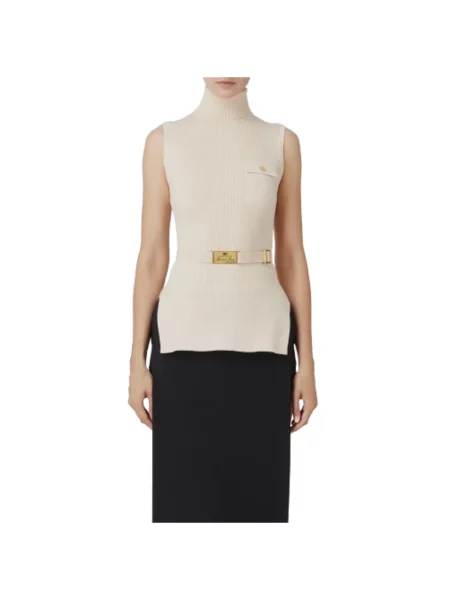 Top Elisabetta Franchi z logo beżowy