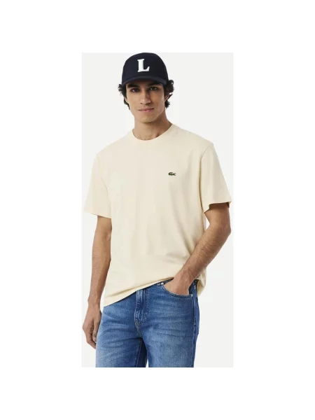Koszulka z krótkim rękawem Lacoste Classic biało-kremowa XS biała