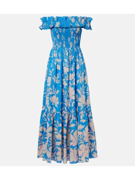 Rochie maxi Poupette St Barth din muselină albastru