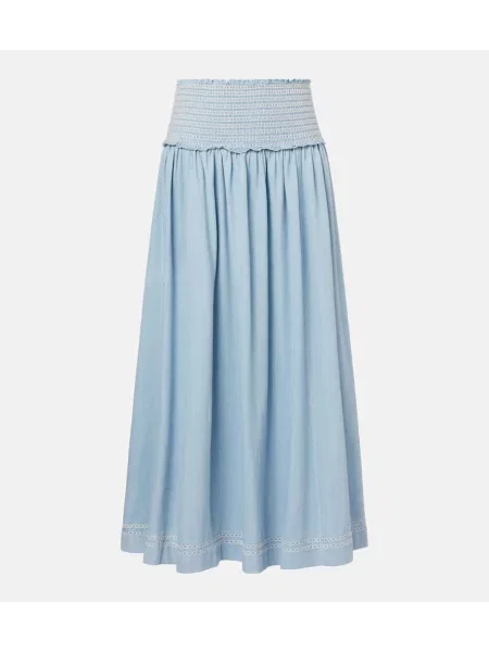 Fustă din denim Zimmermann până la genunchi albastru
