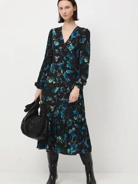 Medicine sukienka midi rozkloszowana czarny