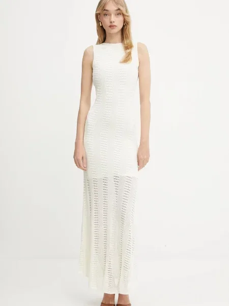 Рокля Marciano Guess EMMA дълга с кройка по тялото бежово