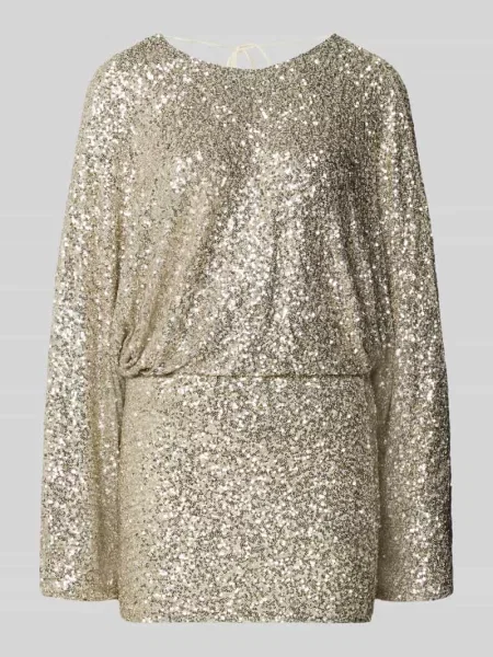 Sukienka mini z okrągłym dekoltem Gina Tricot złota