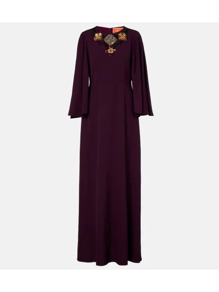 Rochie maxi La Doublej cu broderie de costum bordo