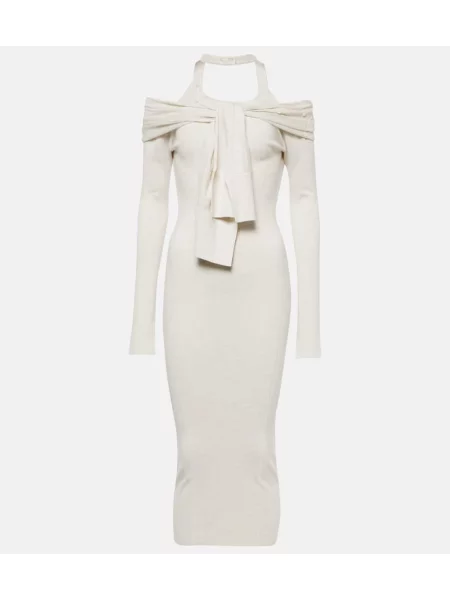 Rochie midi Jacquemus de lână până la genunchi de costum alb