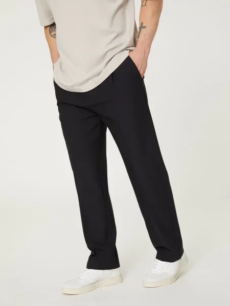 DAN FOX APPAREL Pantaloni cu dungă Gabriel' negru