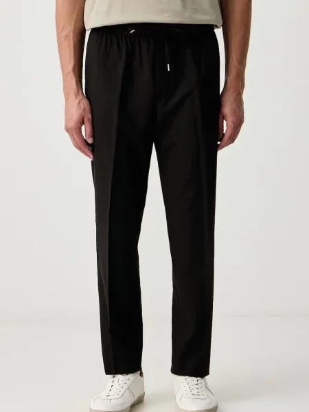 Sisley pantaloni de costum pentru bărbați cu amestec de lână negru