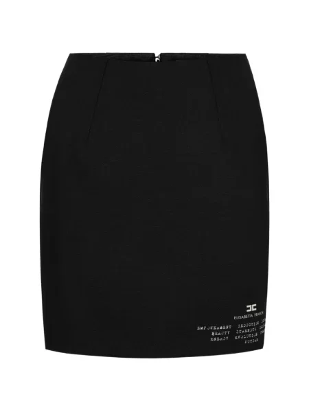 Fusta mini Elisabetta Franchi de lână cu imagine negru