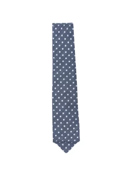 Cravată Barba cu imprimeu geometric albastru