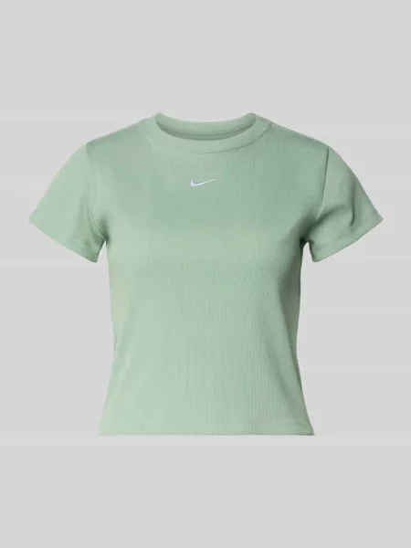 T-shirt o krótkim kroju w efekcie prążkowania z logo Nike