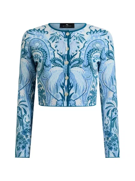Decupat cardigan Etro din jacard albastru