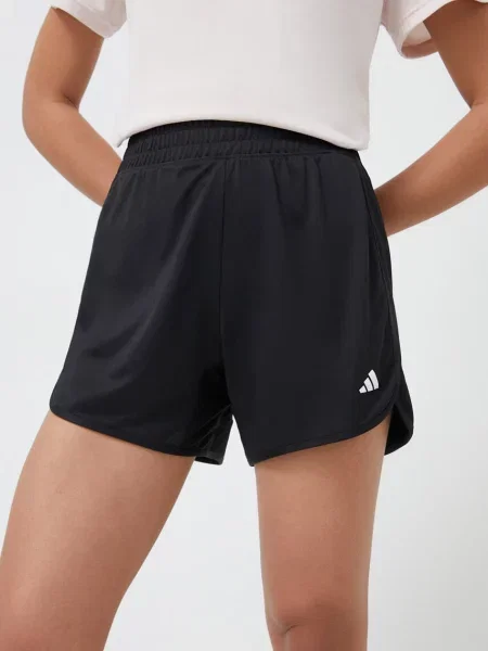Kratke hlače za trening adidas Performance Pacer bez uzorka visoki struk crna
