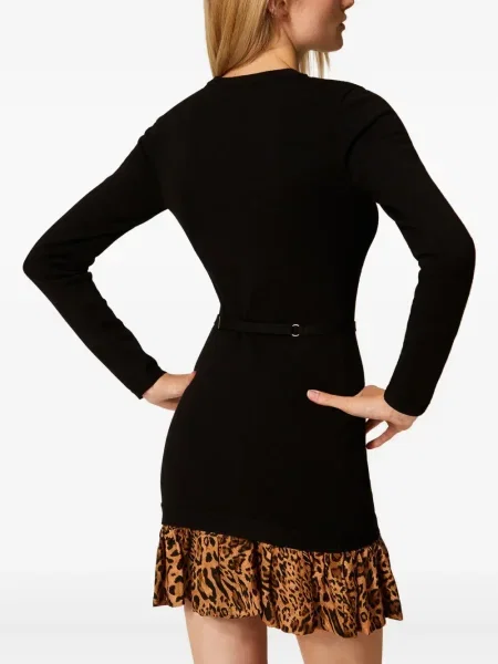 Rochie mini Twinset cu imagine cu model leopard de costum negru