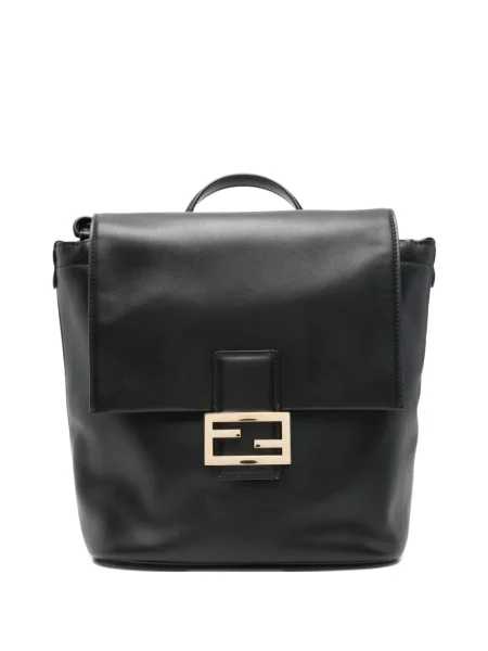 Kožni ruksak Fendi crna
