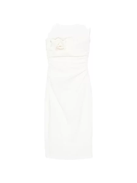 Rochie midi Bernadette fără bretele alb