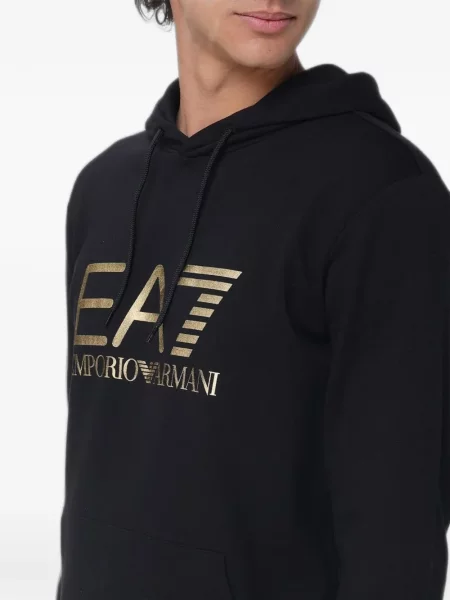 Суичър с качулка Ea7 Emporio Armani с принт черно