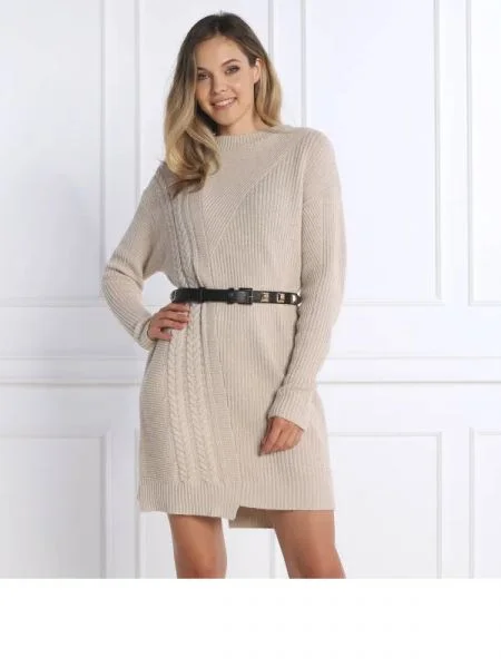 Joop! Rochie cu adaos de lână și cașmir bej