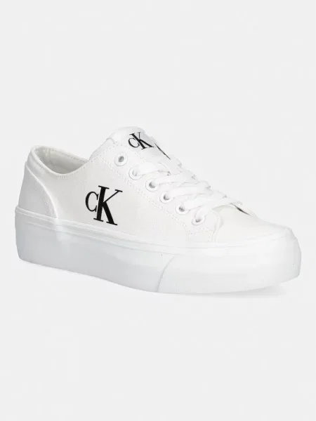Sneakerși Calvin Klein din canvas alb