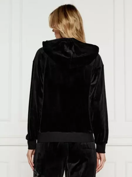 Juicy Couture Hanorac HALAN OVERSIZED ZIP THRU HOODIE negru