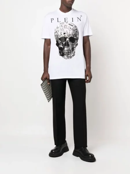 Krátké tričko Philipp Plein s potiskem bílé