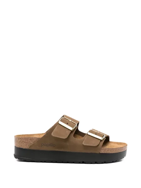 Sandale Birkenstock cu cataramă cu bretele maro