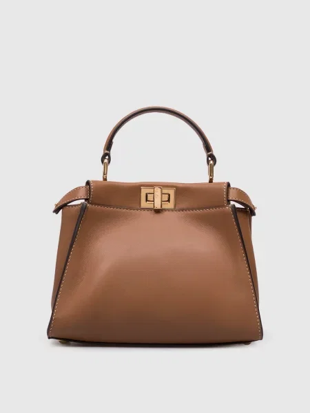 Шкіряна сумка Peekaboo Mini Fendi коричнева