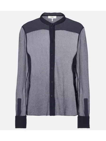 Cămașă Chloé de mătase albastru