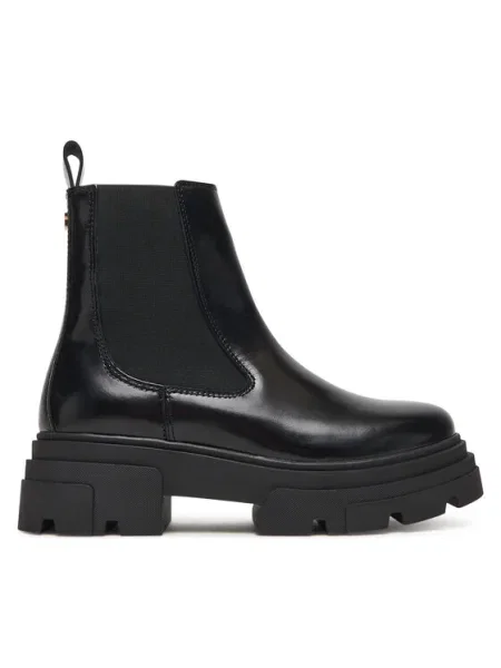 Кожени боти челси Tommy Hilfiger TH SHINY LEATHER CHELSEA с платформа с лека изолация черно