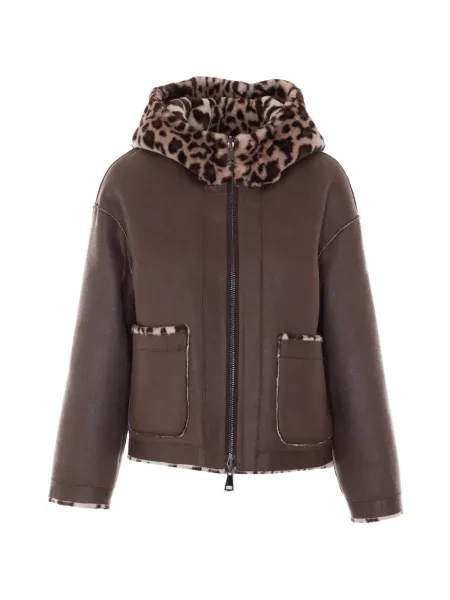 Reversibil geacă Lou Andrea cu imagine cu model leopard maro