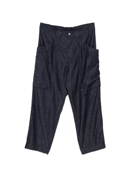 Pantaloni Yohji Yamamoto din țesătură twill albastru