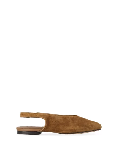 Balerinki Soeur zamszowe z otwartą piętą brązowe