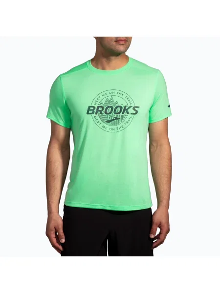 Мъжка тениска Brooks Distance hyper green/brooks trail running зелено