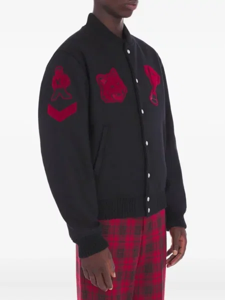 Geacă Maison Kitsune cu aplicații negru