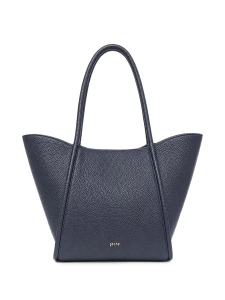 Geantă shopper Poche Paris din piele albastru