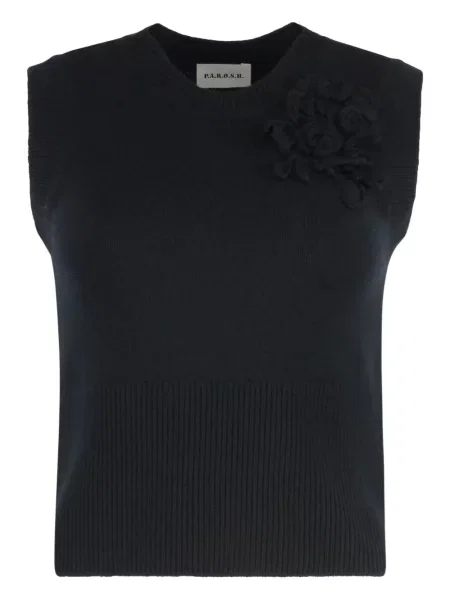 Vestă P.a.r.o.s.h. cu model floral tricotate negru