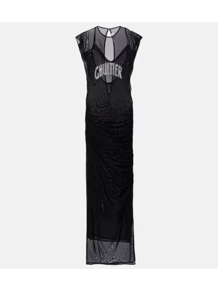 Rochie maxi Jean Paul Gaultier plasă de costum negru