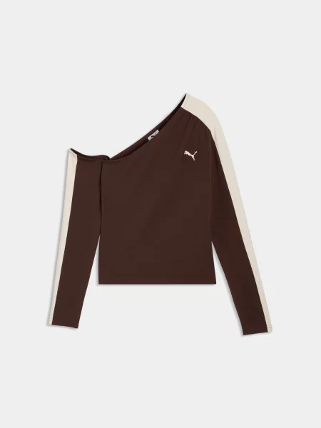 Лонгслів PUMA T7 Asymmetric Longsleeve комбінований верх коричневий