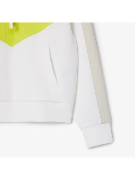 Lacoste Relaxed Fit Bluza Z Pół-Zamkiem I Blokami Kolorów biała