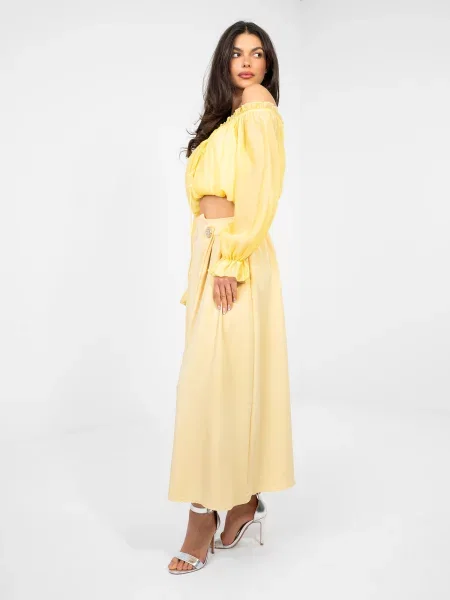 Fustă midi Factory Price până la genunchi galben