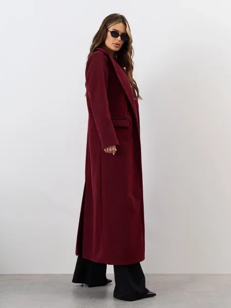 Пальто ISSA Plus кашемір бордовий