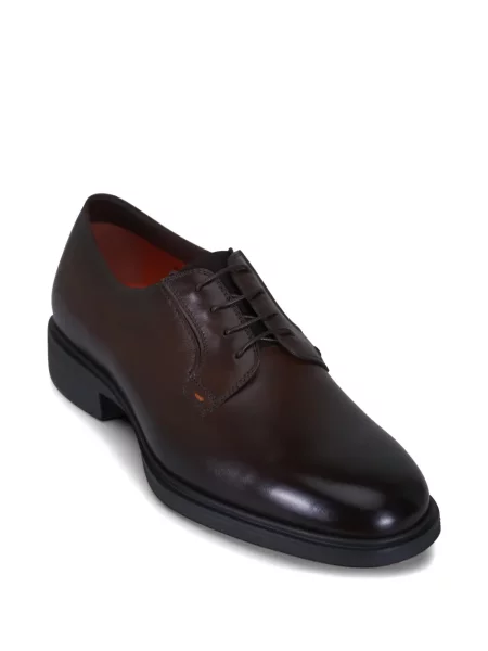 Pantofi derby Santoni din piele maro