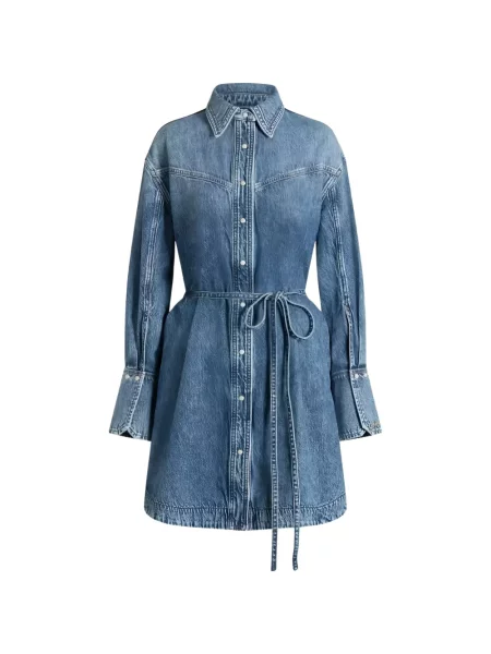 Rochie din denim Boss albastru