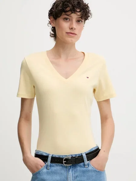 Тениска Tommy Hilfiger дамска тъмносиньо жълто