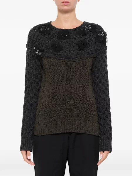 Pulover Lanvin cu broderie gri