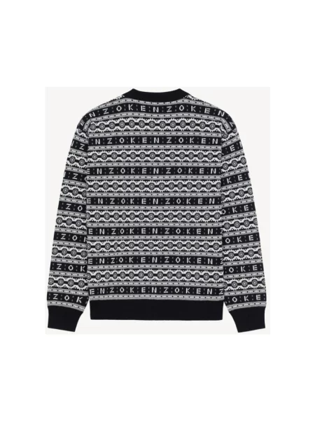 Sweter Kenzo wełniany z okrągłym dekoltem czarny
