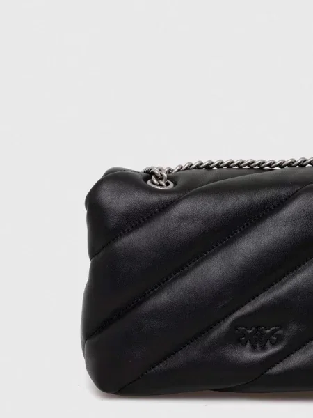 Pinko чанта crossbody дамска от кожа черно